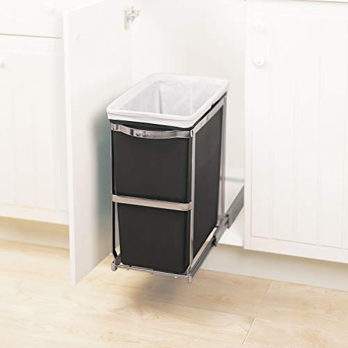 Chrome 35 Liter Dual Compartment Recycling Bin and Trash Can H2427