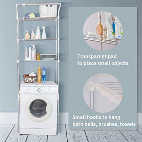 3-Tier Laundry Room Shelf with Clothes Hanging Rod F4017