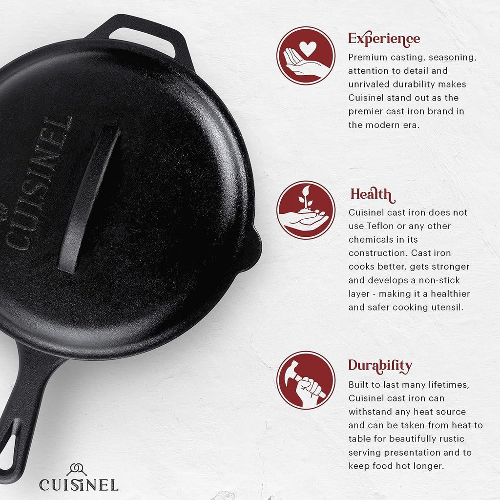 Pre-Seasoned Cast Iron Skillet Set with Lids U247