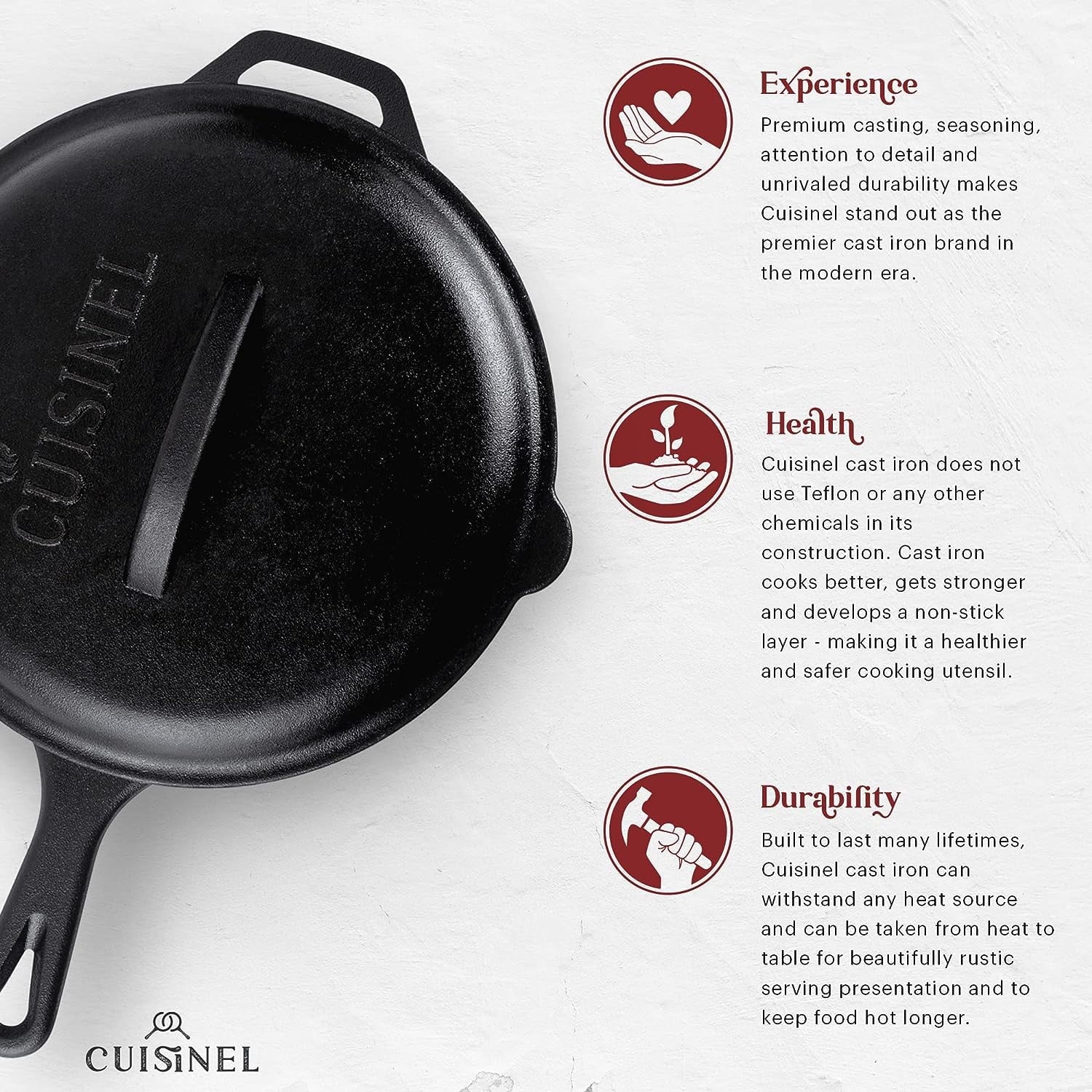 Pre-Seasoned Cast Iron Skillet Set with Lids U247