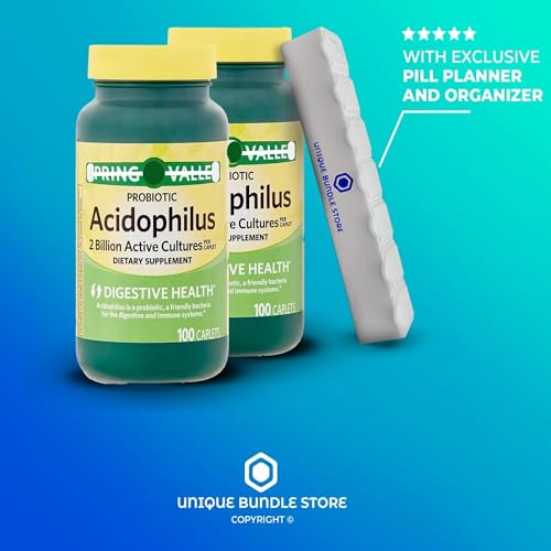 100 Caplets Probiotic Dietary Supplement with Pill Organizer (Pack of 2) T631