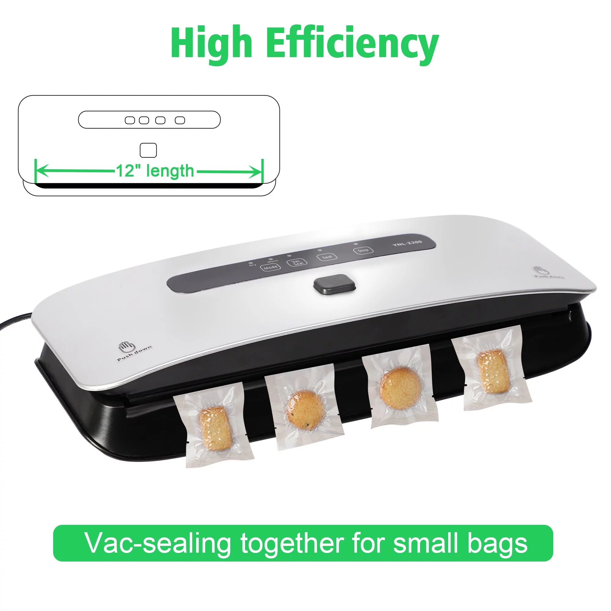 Compact Vacuum Sealer Machine Starter Kit with 10 Bags 1 Roll 1 Sealing Ring B49454