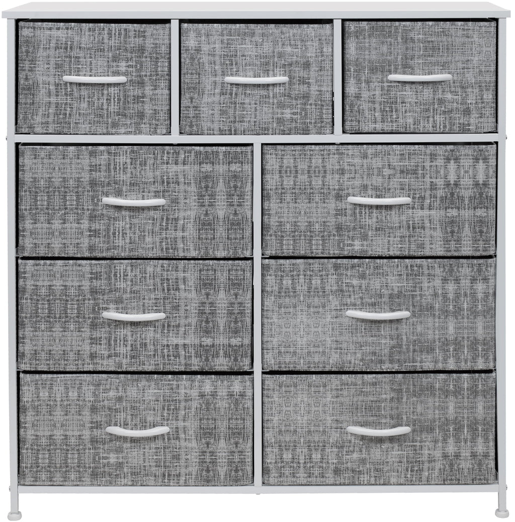 9 Drawer Fabric Dresser with Steel Frame L16008