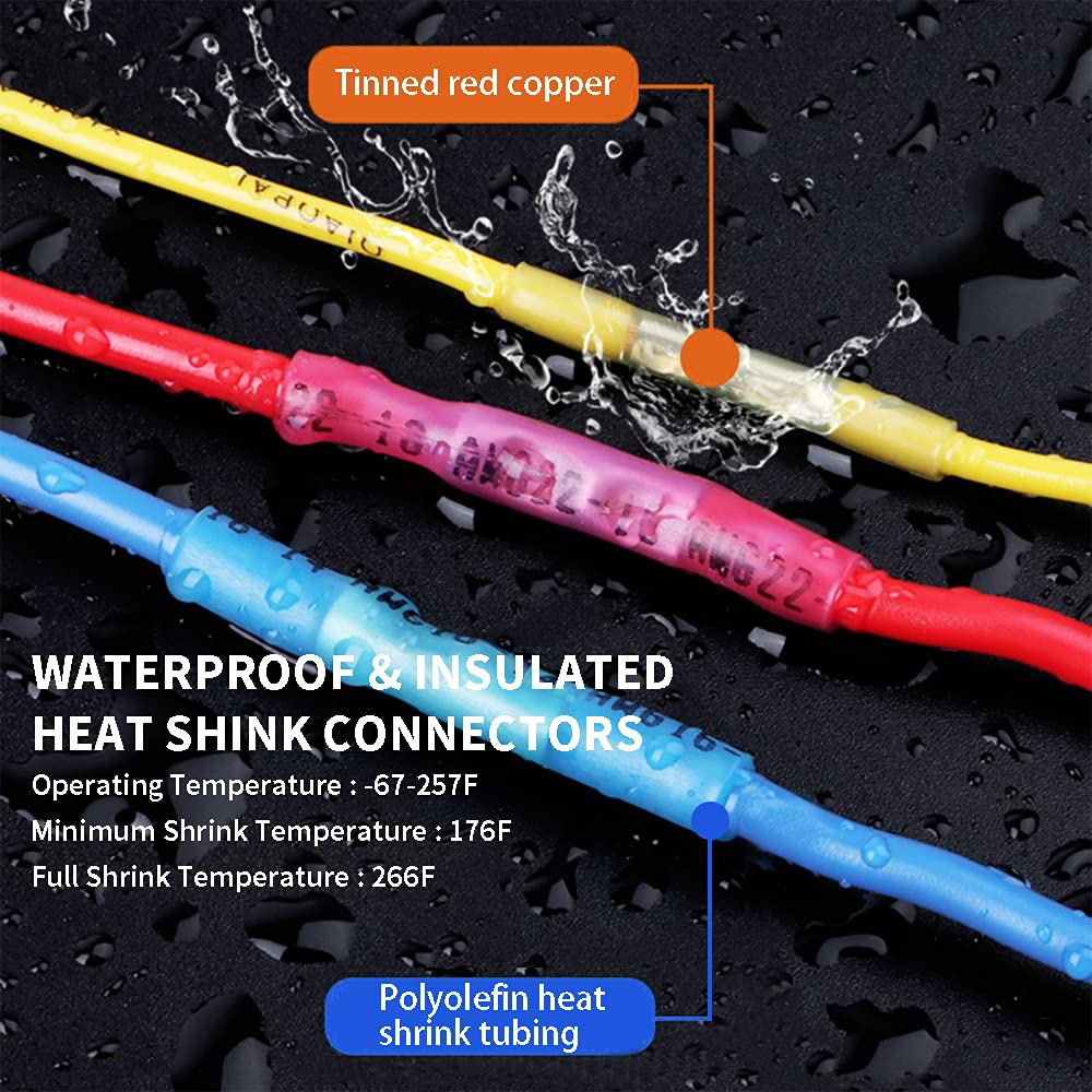 1000 Pcs Blue 16-14 AWG Waterproof Heat Shrink Butt Connectors F84508