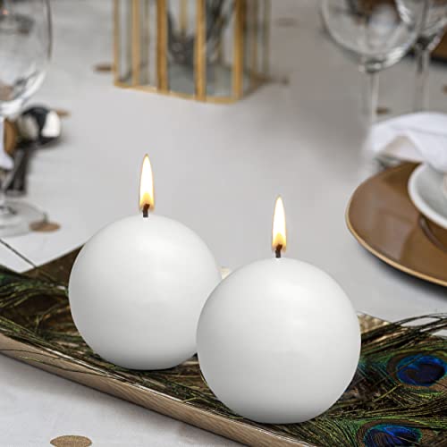 10 Count White Ball Candles - 2.75 Inches Unscented Candle Set Y97723