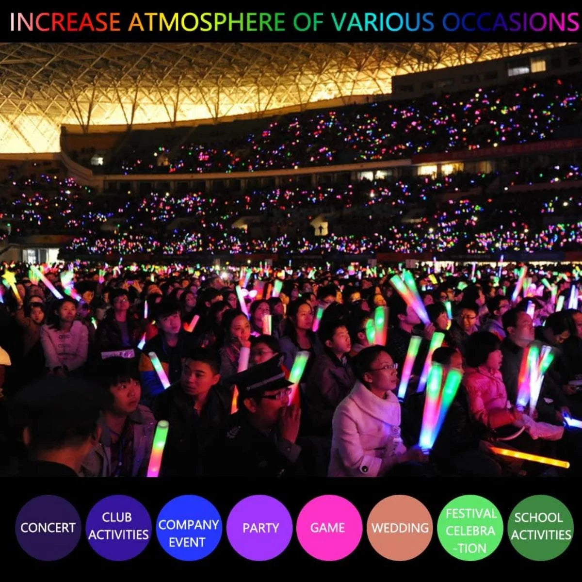 100 PCS LED Light up Foam Sticks 18 inch Glow Stick Z5825