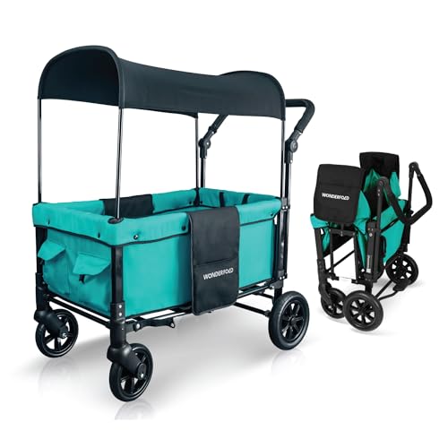 Teal Green Double Stroller Wagon with 5-Point Harnesses U827