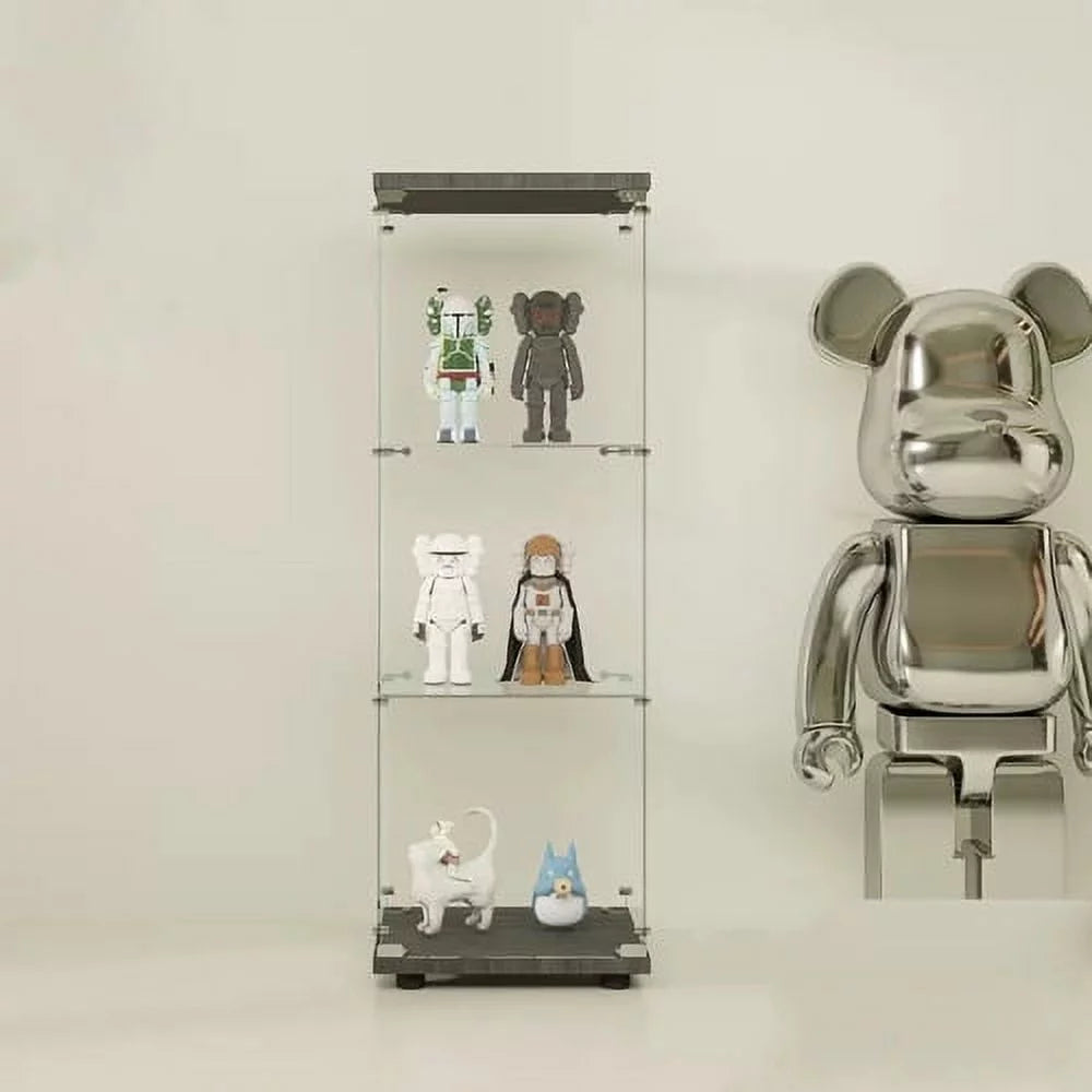 Black Glass Display Cabinet with 3 Shelves Z82848
