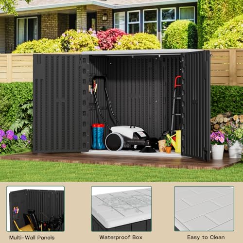 57 Cu.ft Brown Outdoor Vertical Storage Shed S5200