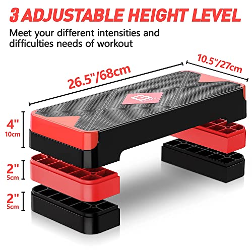 Adjustable Aerobic Step Platform, 26.5" Step Deck with 4” 6” 8” Risers G865235