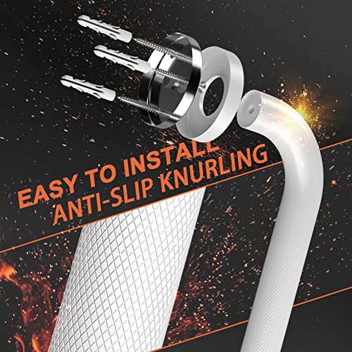 2 Pack 24 Inch Anti-Slip Shower Grab Bars with Rubber Grip Chrome Stainless Steel Bathroom Wall Mount Grab Bar Handle E767861