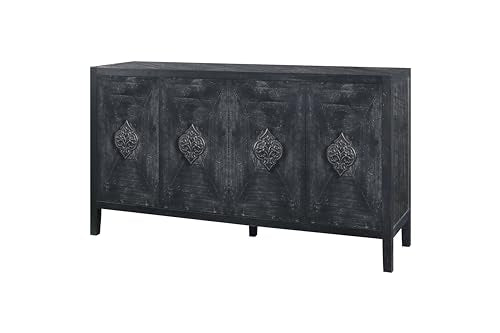 Smoke Blue 60'' Solid Wood Sideboard with 4 Doors and Adjustable Shelves S628504