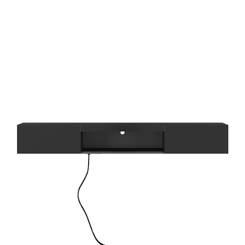 65" Floating TV Stand with LED Lights and Storage S159