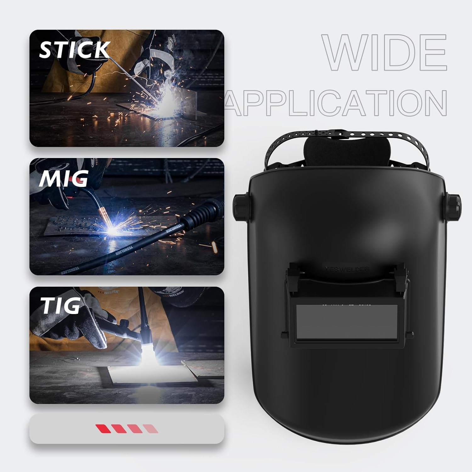 205Amp Stick Welder with Lift TIG Torch, Large LED Display, 110V/220V Dual Voltage Portable Welding Machine, Flip Front Welding Hood Helmet J51356