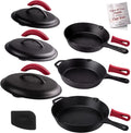 Pre-Seasoned Cast Iron Skillet Set with Lids U247