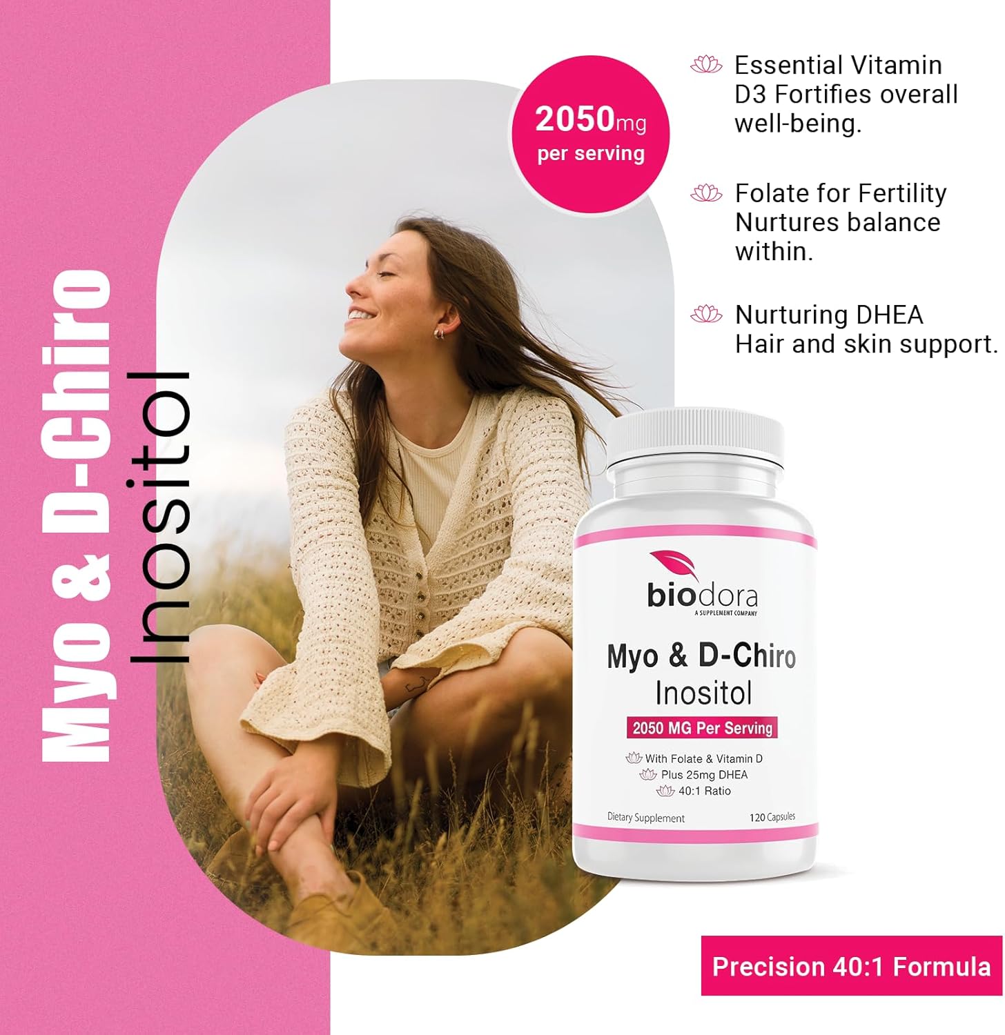 2050mg per Serving 120 Capsules Inositol Supplement I617