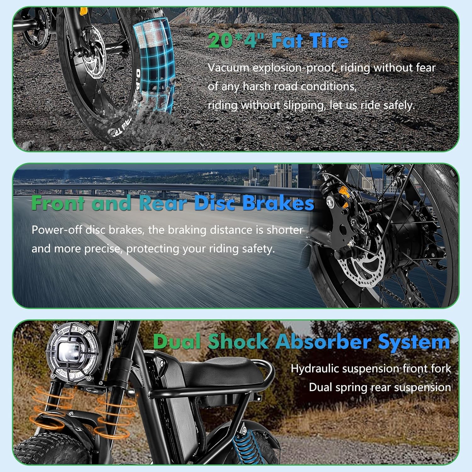 750W 20'' Fat Tire Electric Mountain Bike with Removable 48V 15.6Ah Battery J885603