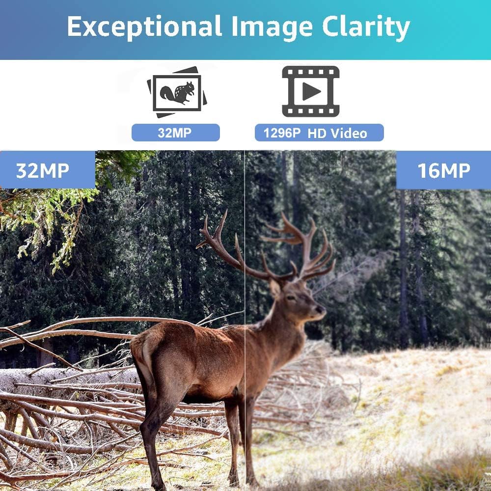 32mp 1296p Trail Camera with Night Vision Motion Activated IP66 Waterproof F678224