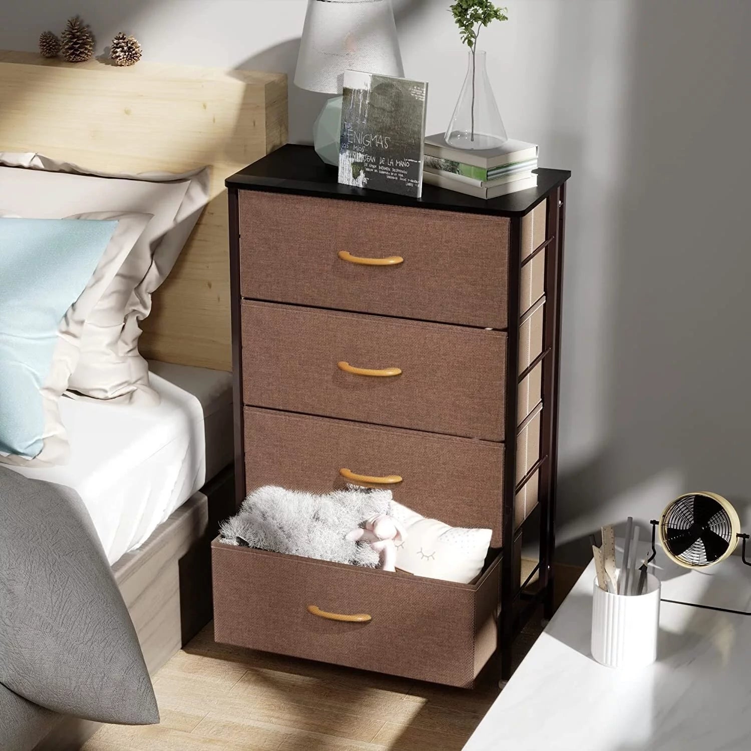 Gray 4 Drawer Fabric Storage Dresser B173249