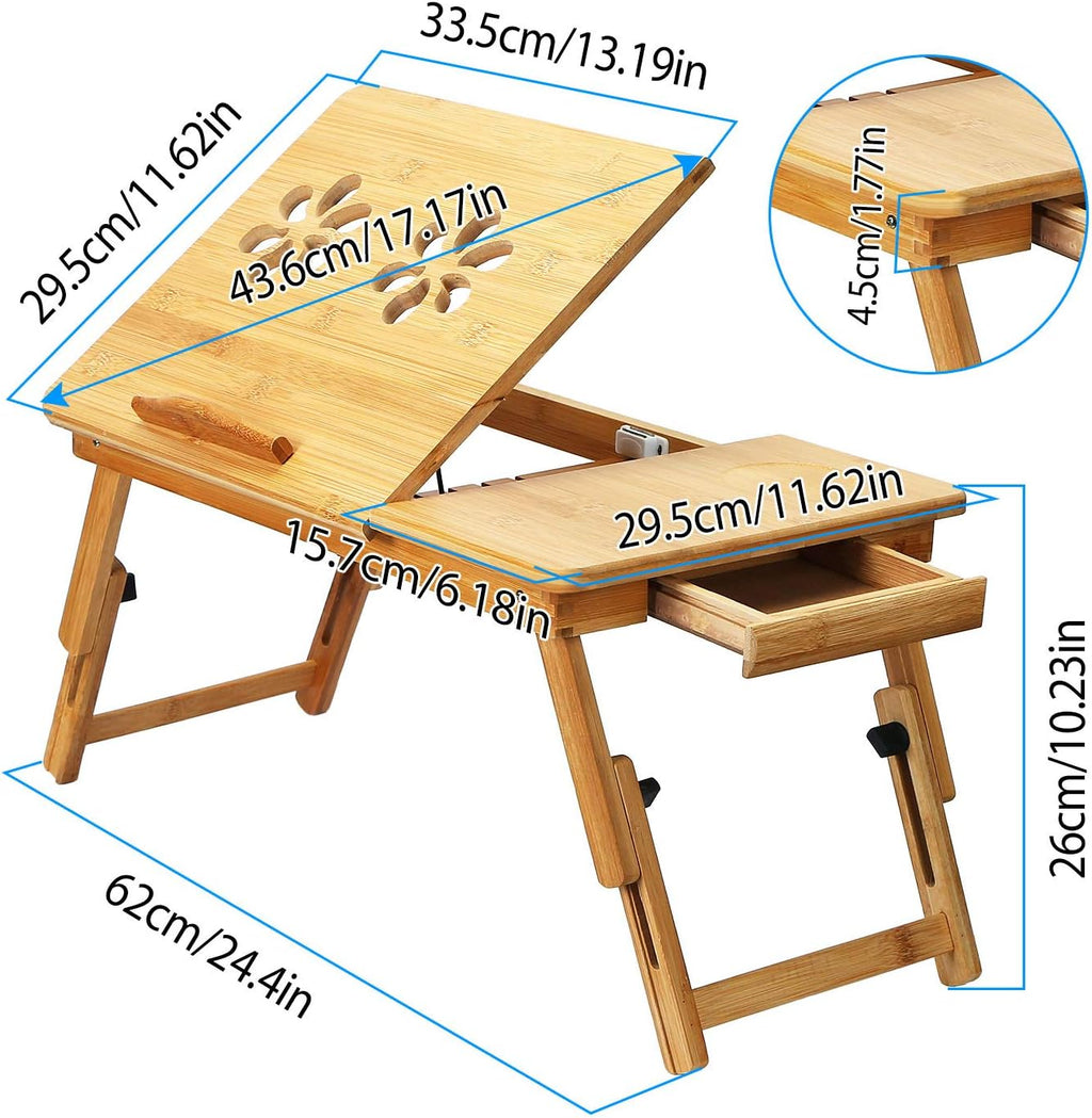 Bamboo Bed Tray with Side Storage Drawer B2110