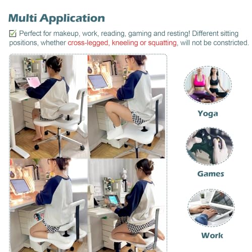 White Ergonomic Cross Legged Kneeling Office Chair with Brake Wheel T75726