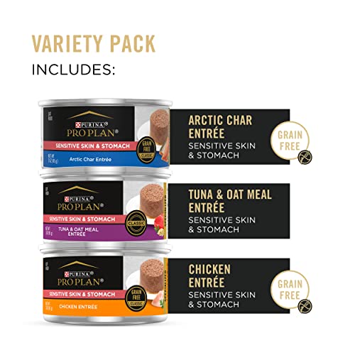Sensitive Skin and Stomach Wet Cat Food Variety Pack, Pack of 24, 3 oz. Cans U1210