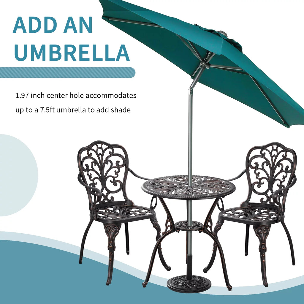 3-Piece Bistro Table and Chairs Set of 2 Outdoor Furniture, Bronze D6955