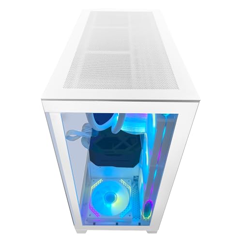 White Gaming PC Desktop Computer with AMD Ryzen 7 5700X, RTX 4060 8G, 32GB DDR4 RAM, 1TB M.2 PCIE + 2TB SATA SSD, Windows 11 Pro J579