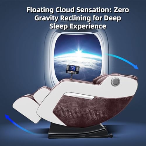 Brown White Full Body Zero Gravity Massage Recliner Chair with Hip Heat H808