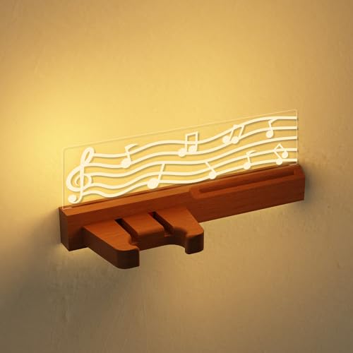 Solid Wood & Acrylic USB-Powered Guitar Wall Mount Stand with LED Lights Q696