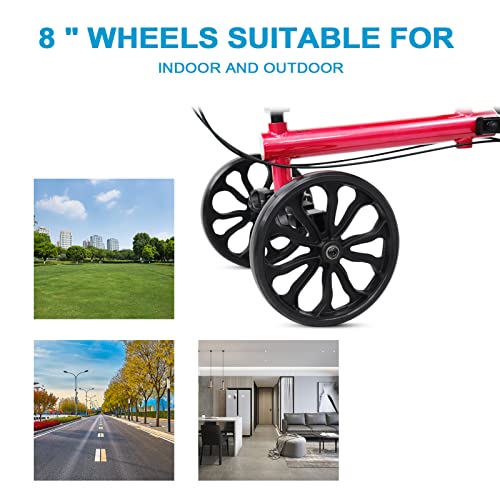 Knee Walker with Double Handbrake and Height Adjustment Handgrip, Compact Crutches Alternative, Black C46445