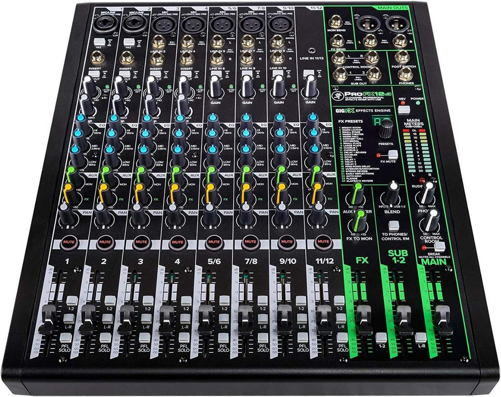 12-Channel USB Mixer Bundle with Headphones and Cables Z316