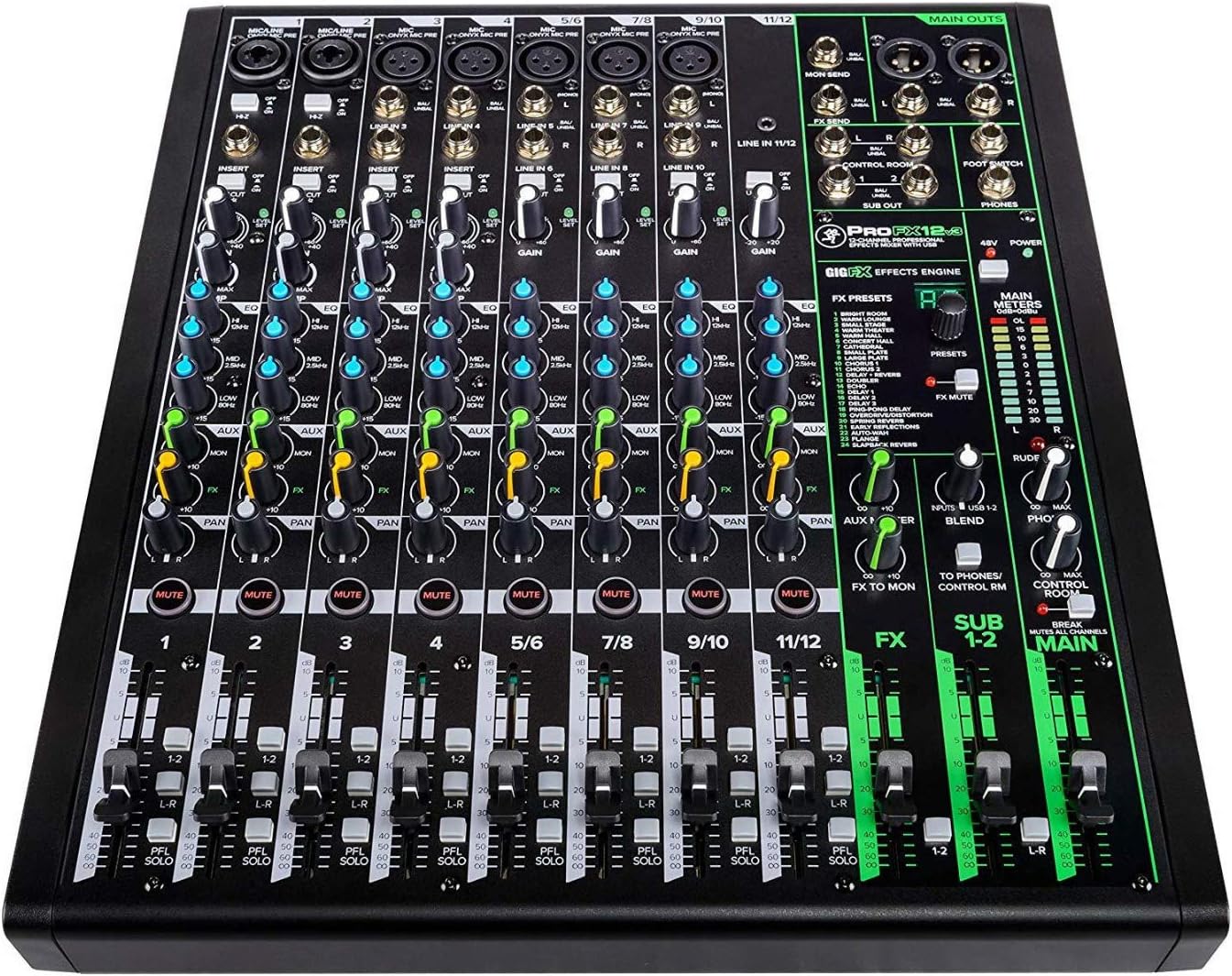 12-Channel USB Mixer Bundle with Headphones and Cables Z316