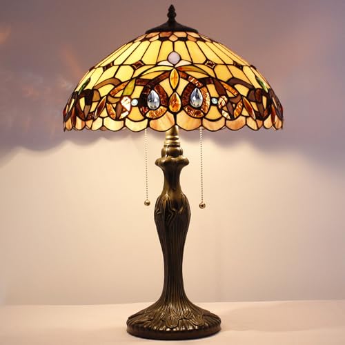Tiffany Style Stained Glass Table Lamp 16X16X24 Inches Metal Base W289