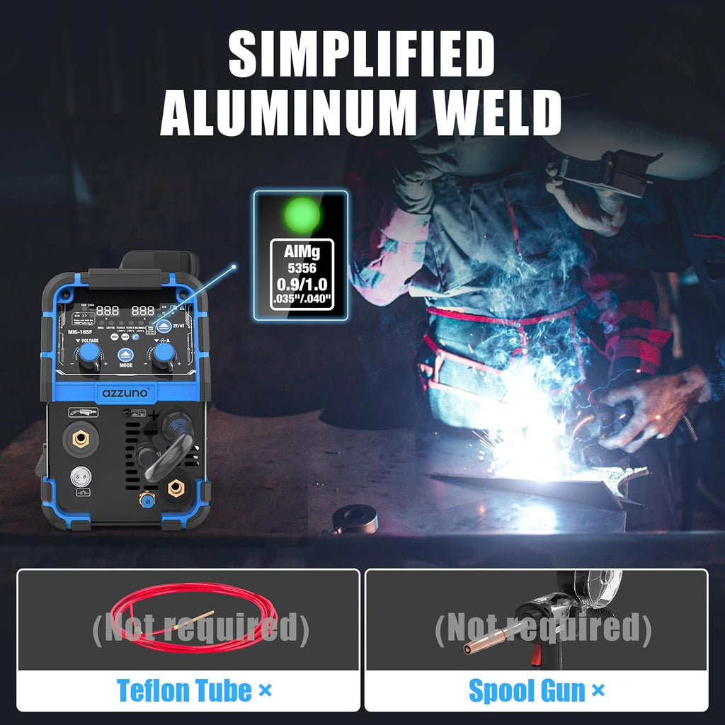 Aluminum MIG Welder 165Amp Dual Voltage 110V/220V 5-in-1 Welder Machine Gasless MIG/Gas MAG/Aluminum MIG/Stick/Lift TIG Welding N528922