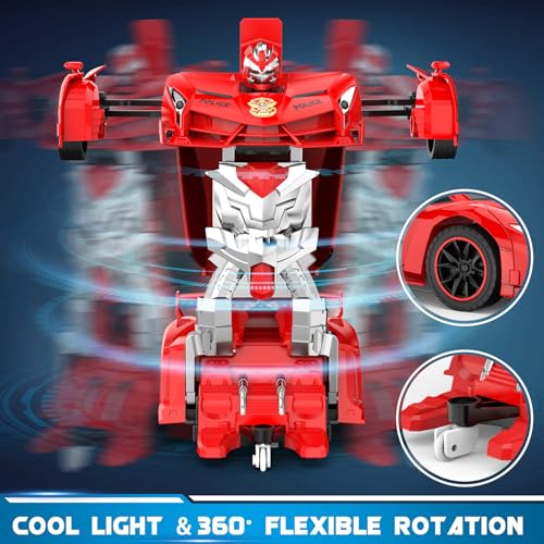 2.4Ghz 1:18 Scale Transforming Police Car Toy with Flashing Light I935