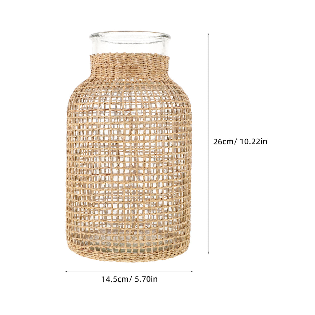 Woven Rattan Glass Vase N900797