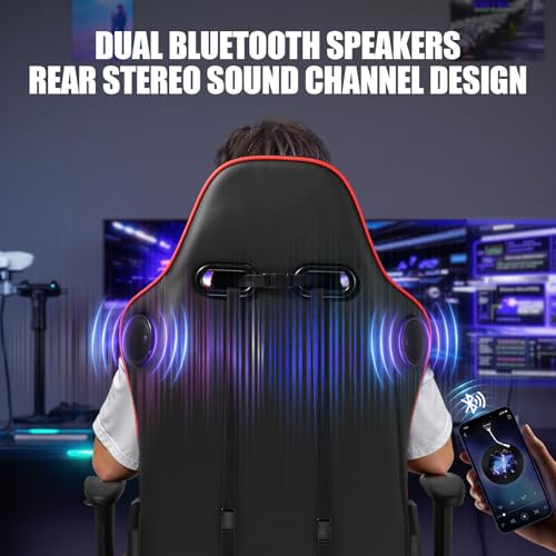 Gaming Chair with Speakers, Height Adjustable Reclining Chair with Footrest (Black) B260951