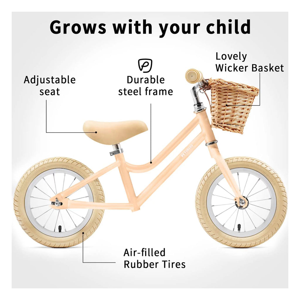 12 Inch Kids Balance Bike with Basket, Peach M545409