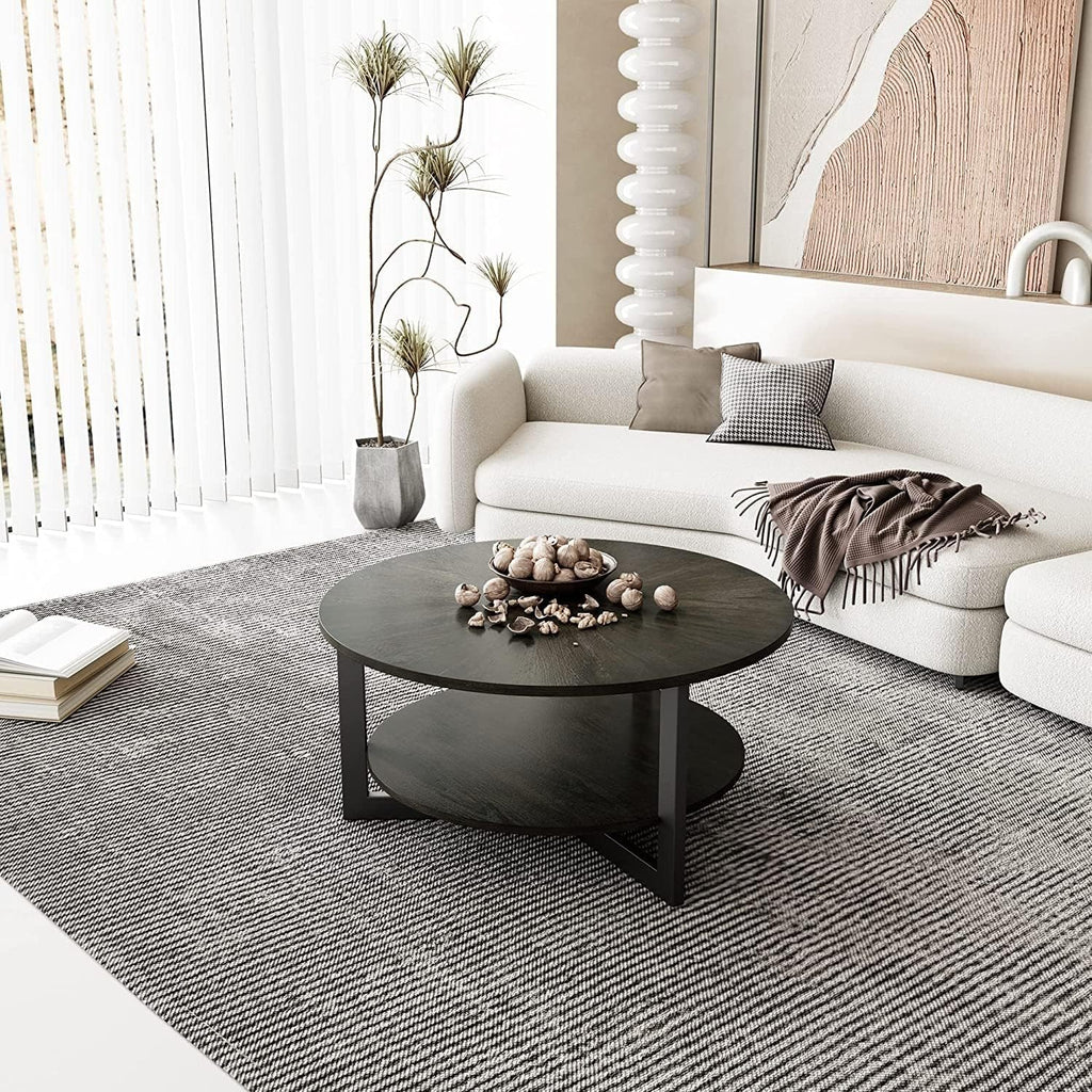 Rustic Wood Round Coffee Table Y256