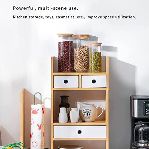 Bamboo Desktop Bookshelf with Drawer Expandable Desk Organizer, 77*35cm B614