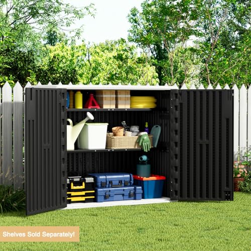 57 Cu.ft Brown Outdoor Vertical Storage Shed S5200