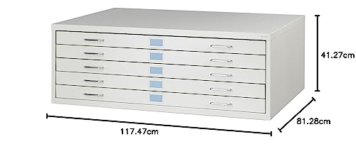 5 Drawer Light Gray Metal Flat File Cabinet J4489
