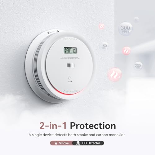 2 in 1 Smoke Detector Carbon Monoxide Detector with LCD Display (1pack) N2377