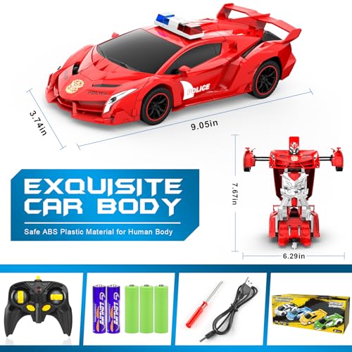 2.4Ghz 1:18 Scale Transforming Police Car Toy with Flashing Light I935