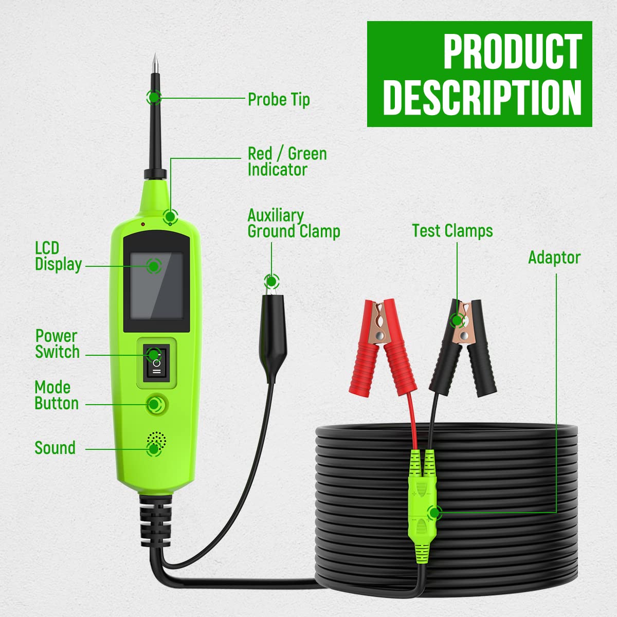 Automotive Power Probe Circuit Tester Kit with LED Display for 12V/24V Vehicles Pack of 2 L5319