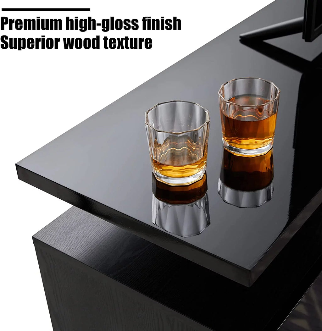Black 70" Fireplace TV Stand with LED Lights V18648