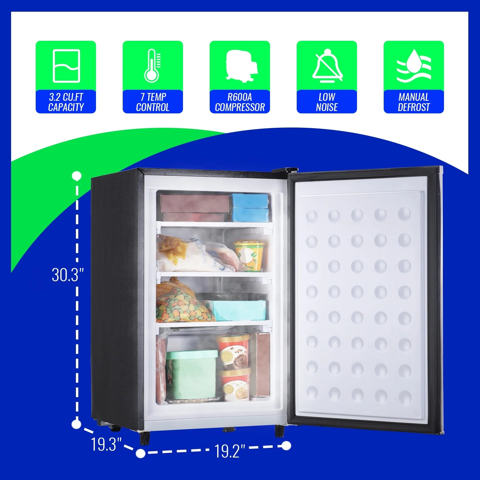 Silver 3.2 Cu.Ft Upright Freezer B16901