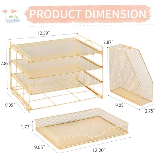 Black 4-tier Desk Paper Letter Tray Organizer with Removable File Holder and Drawer V5866