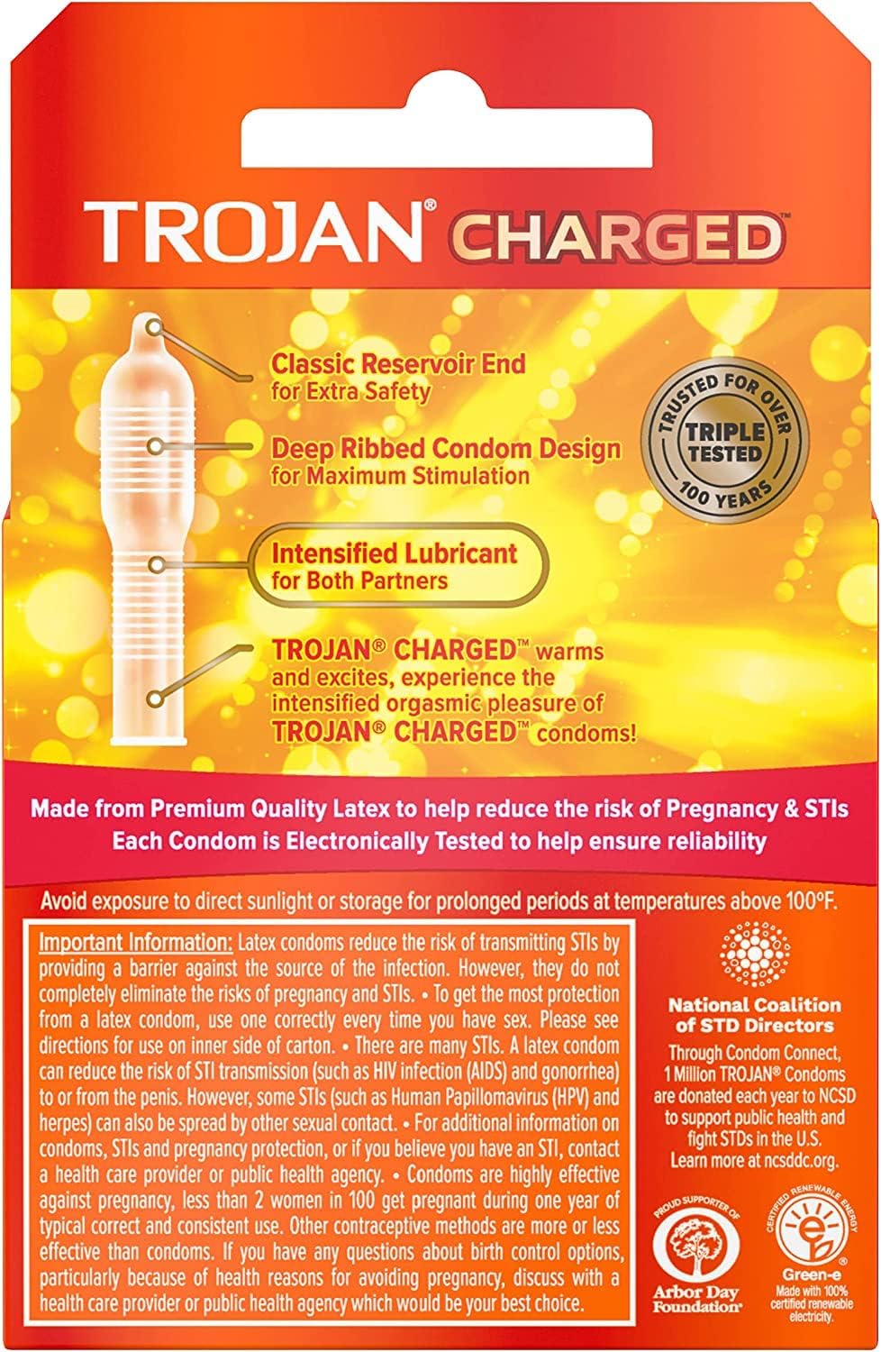 Trojan Charged Condoms 3 Latex Condoms B94448